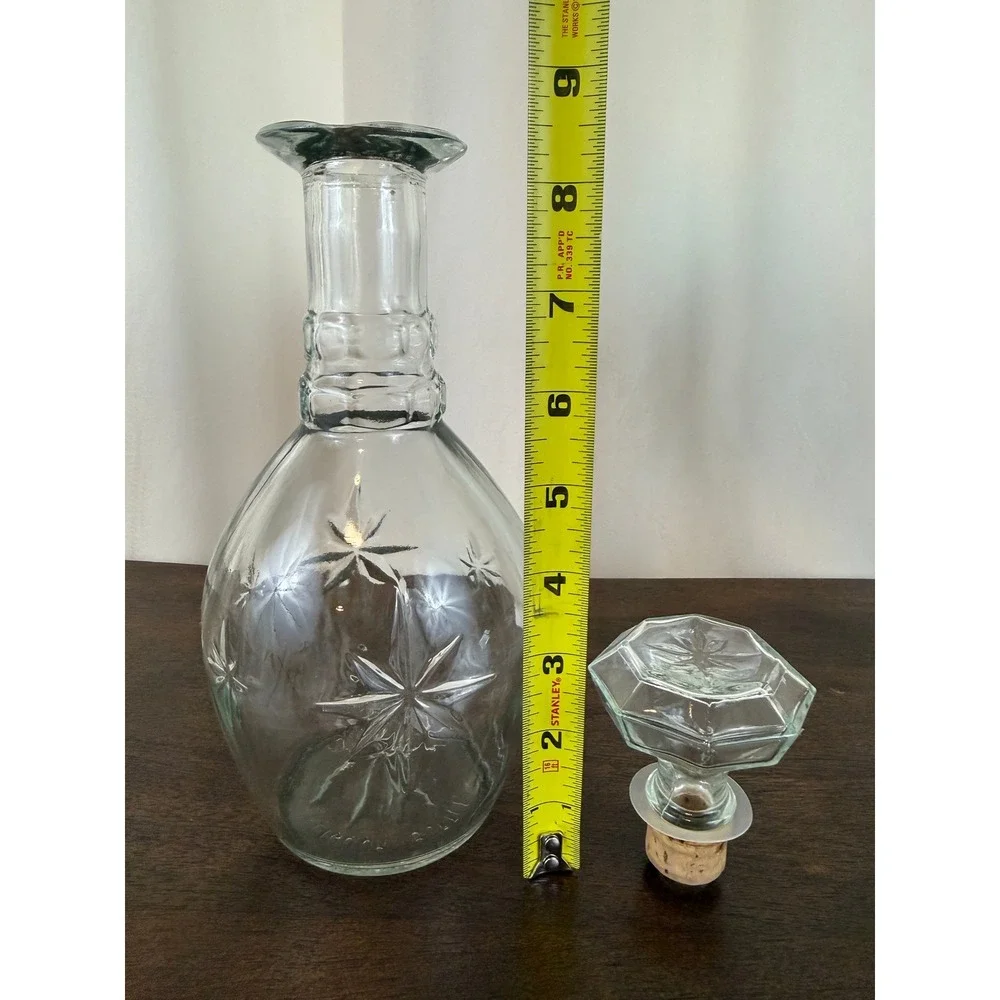 VTG Clear Glass MCM Atomic Starburst‎ Decanter/Bottle with Stopper 10.5